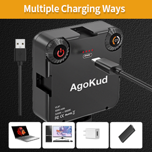 AgoKud LED Video Light + Micro Stent, Portable Photography Lighting 3000 CY Rechargeable , 3200-5600K Bi-Color Brightness Adjustable (VL81)