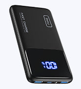INIU Power Bank, Lightest USB C 10000mAh Portable Charger Built-in 3 Cables & Touch LED Display, Tri-3A High-Speed Outputs Palm-Size External Battery Pack for iPhone iPad AirPods Samsung Xiaomi Huawei