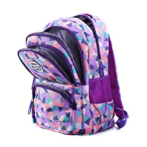 Geometric-Print Children's Backpack for Girls-Boys Middle-School Kids Elementary Bookbags