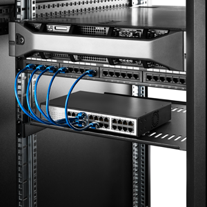 StarTech.com 1U Server Rack Shelf - Universal Vented Rack Mount Cantilever Tray for 19" Network Equipment Rack & Cabinet - Heavy Duty Steel - Weight Capacity 50lb/23kg - 10" Deep, Black (CABSHELFV1U)