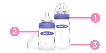 Lansinoh Baby Bottle Pack of 2 with NaturalWave Teat (160 ml), Anti-Colic, Plastic 100% BPA & BPS Free, Slow Flow Silicone Teat which is Soft and Flexible, Purple