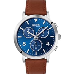 BOSS Men's Analogue Quartz Watch with Leather-Calfskin Strap 1513756