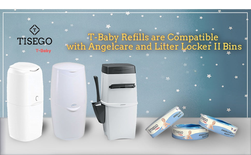 Tisego T-Baby Refill Compatible with Angelcare & Litter Locker II Bins | Nappy Disposal System Refill | Pack of 3 pcs | Lavender Fragrance