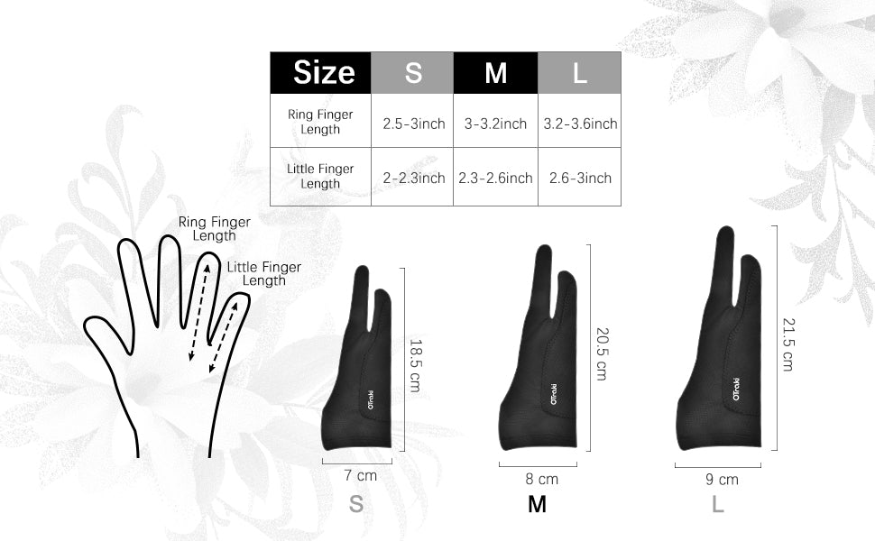 OTraki Artist Glove Anti-fouling Digital Drawing Glove 2 Pack Two