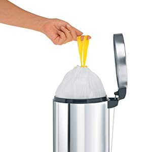 Brabantia PerfectFit Trash Bags (Size B/1.3 Gal) Thick Plastic Trash Can  Liners with Drawstring Handles (40 Bags) 