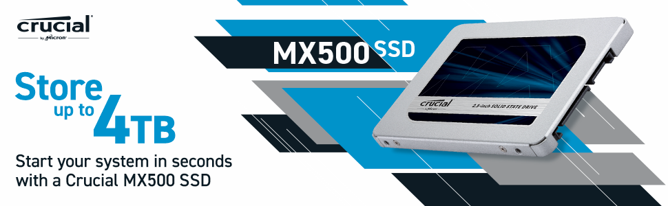Crucial MX500 500 GB CT500MX500SSD1-Up to 560 MB/s (3D NAND, SATA, 2.5 Inch, Internal SSD), Black