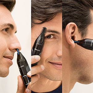 Philips Nose Hair Trimmer, Series 3000 Nose, Ear and Eyebrow Trimmer Showerproof with Protective Guard System, Battery-Operated, No pulling - NT3650/16