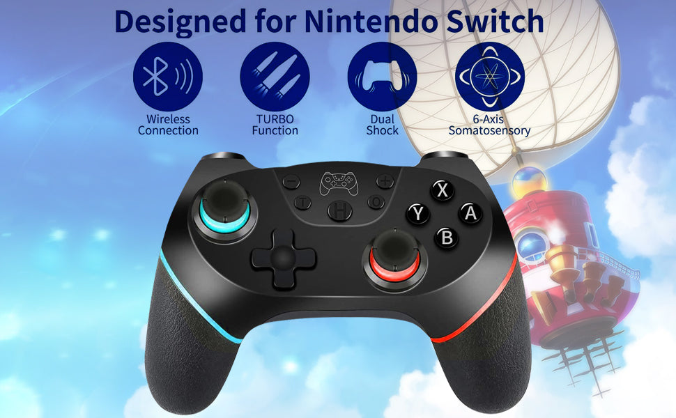 Switch Controller for Nintendo, Wireless Pro Controller for Nintendo Switch/Switch Lite, Switch Remote Controller Gamepad Joystick, Turbo and Dual Vibration (Black)