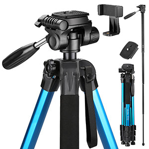 Victiv 72-inch Camera Tripod Aluminum Monopod T72 Max. Height 182 cm - Lightweight and Compact for Travel with 3-way Swivel Head and 2 Quick Release Plates for DSLR Video Shooting - Black