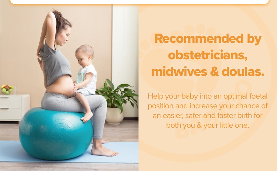 BABYGO® Birthing Ball For Pregnancy Maternity Labour & Yoga + Our 100 Page  Pregnancy Book, Exercise, Birth & Recovery Plan, Anti-Burst Eco Friendly