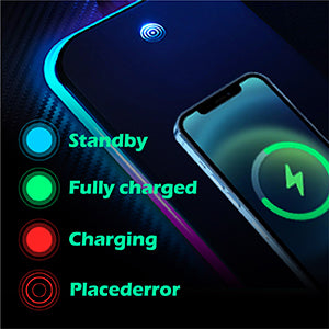GIM Wireless Charging RGB Gaming Mouse Pad 10W, LED Mouse Mat 800x300x4MM, 10 Light Modes Extra Large Mousepad Non-Slip Rubber Base Computer Keyboard Mat for Gaming, Macbook, PC, Laptop, Desk