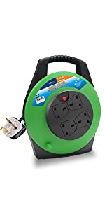ExtraStar 13A Electrical Extension Reel, 4 Sockets Cable Reel with
