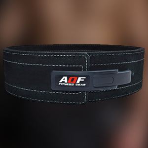 AQF Leather Weight Lifting Belt Powerlifting Belt Back Support – 4” Wide x 10mm Thick Lever Buckle Cowhide Leather Training Belt Suede Lining Black & Brown