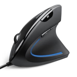Perixx PERIMICE-513 Wired Ergonomic Vertical Mouse - 1000/1600 DPI - Right Handed - Recommended with RSI User