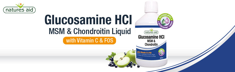 Natures Aid Glucosamine, MSM and Chondroitin Liquid, with Vitamin C, Apple and Blackcurrant Flavour, 500 ml