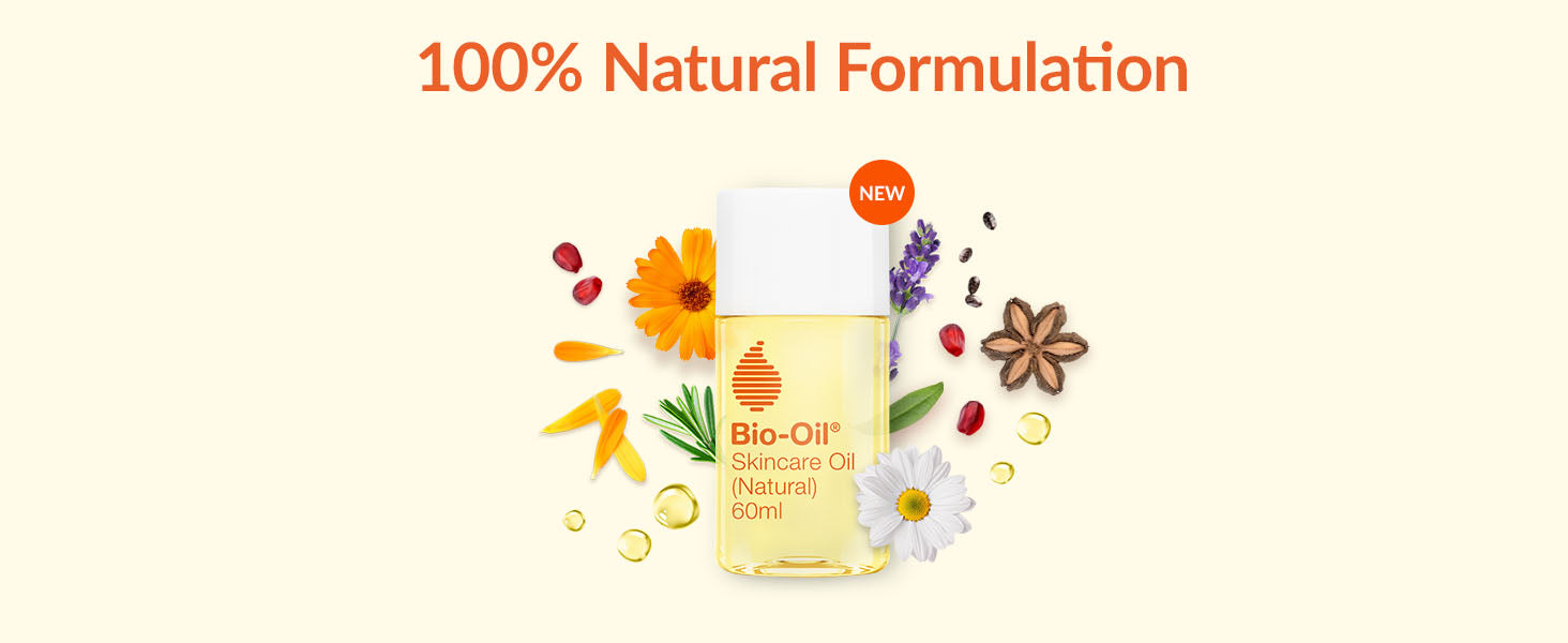 NEW Bio-Oil Natural Skincare Oil - 100% Natural Formulation - Improve the Appearance of Scars, Stretch Marks and Uneven Skin Tone - 1 x 60 ml