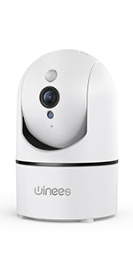 Winees Pet Camera WiFi Security Camera Indoor, Advanced IP Baby Monitor Dog Camera 1080P HD with Night Vision, 2-Way Audio, Motion Detection, 360 Pan Tilt Zoom, Work with APP, Alexa, 2.4 GHz WiFi