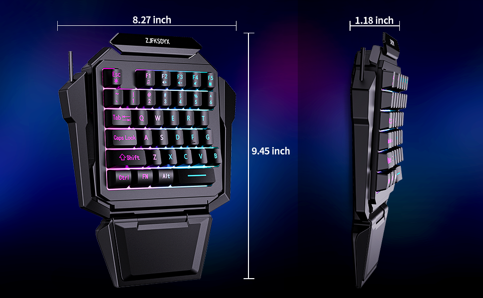 One Handed Gaming Keyboard Mini Wired RGB Backlit Half Keyboard, Mechanical Feel, Support Wrist Rest Suitable for Professional Gamers