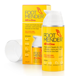 Footmender All in One | Treats and Heals Dry Feet, Hard Skin (calluses), Corns and Cracked Heels (Heel fissures) | Significant Effect After First Treatment | 100ml