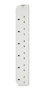 Belkin E-Series 6 Way/ 6 Plug SurgeStrip Surge Protected Extension Lead - 1 m Cable, White