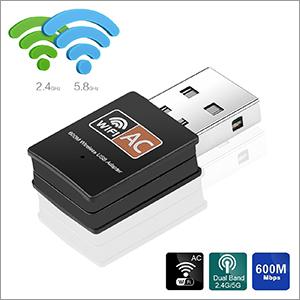 ElecMoga Wifi Dongle, USB Wifi Adapter 600Mbps 2.4/5GHz Mini Wireless Network Adapter Supports Windows 10/8 / 7/ Vista/XP/ 2000/ Mac Os X 10.8-10.15(Updated)