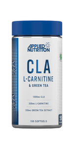 Applied Nutrition CLA L Carnitine & Green Tea - Natural Energy From CLA Conjugated Linoleic Acid, Fat Burning Blend Supplement, Support Weight Management, 100 Veggie Softgels - 50 Servings