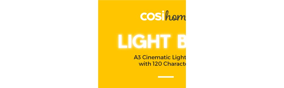 Cosi Home A3 Cinematic Light Box with 120 Letters, Emoji, Smilies and Symbols - Personalise Your own Message - Battery and USB Power