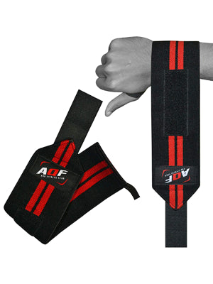 AQF Power Weight Lifting Wrist Wraps Supports Gym Training Fist Straps - Sold as Pair & One Size Fits All