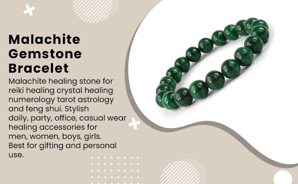 Original Natural AAA Malachite Bracelet - Genuine Malachite Jewellery, Healing Stones and Crystals, Yoga Jewellery