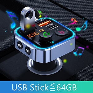 [2022 Version]LENCENT Car FM Transmitter, Wireless Bluetooth 5.0 Radio Adapter Car Kit, PD3.0 Type C 20W+QC3.0 Car Fast Charger, Hands Free Calling, Bass Lossless Hi-Fi Sound Support U Disk