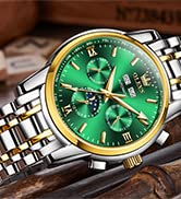 OLEVS Automatic Watches for Men Slef-Wind Mechanical Luxury Classic Moon Phase Stainless Steel Waterproof Luminous Wrist Watch