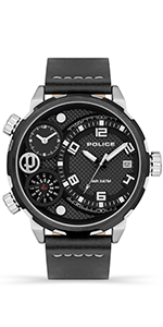 POLICE Flick Mens Watch with Skull Design Dark Grey Dial and Gun Stainless Steel Bracelet 47mm Stainless Steel Case in Branded Watch Box PEWJG2194801-2 Year Warranty