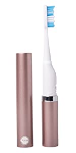 Sonisk Pulse | Battery Powered Electric Toothbrush | Sonic Technology | 1x Battery, 2X Brush Heads, 1x Travel Case Included | 31,000 Strokes Per Minute | Antimicrobial | Portable Size | Dusty Pink