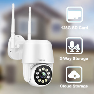 CCTV Camera Wireless Outdoor Wifi IP Home Security Cameras1080P Pan/Tilt 360° View with Night Vision Waterproof Smart Motion Tracking iOS/Android Cloud Storage/Max 128G SD Card GEREE