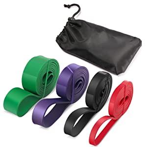 Resistance Bands Pull Up Bands Set - 4 Resistance Levels, Long Resistance Band, Exercise Band for Strength Training, Stretching, CrossFit & Fitness, Home Workout Bands for Men Women