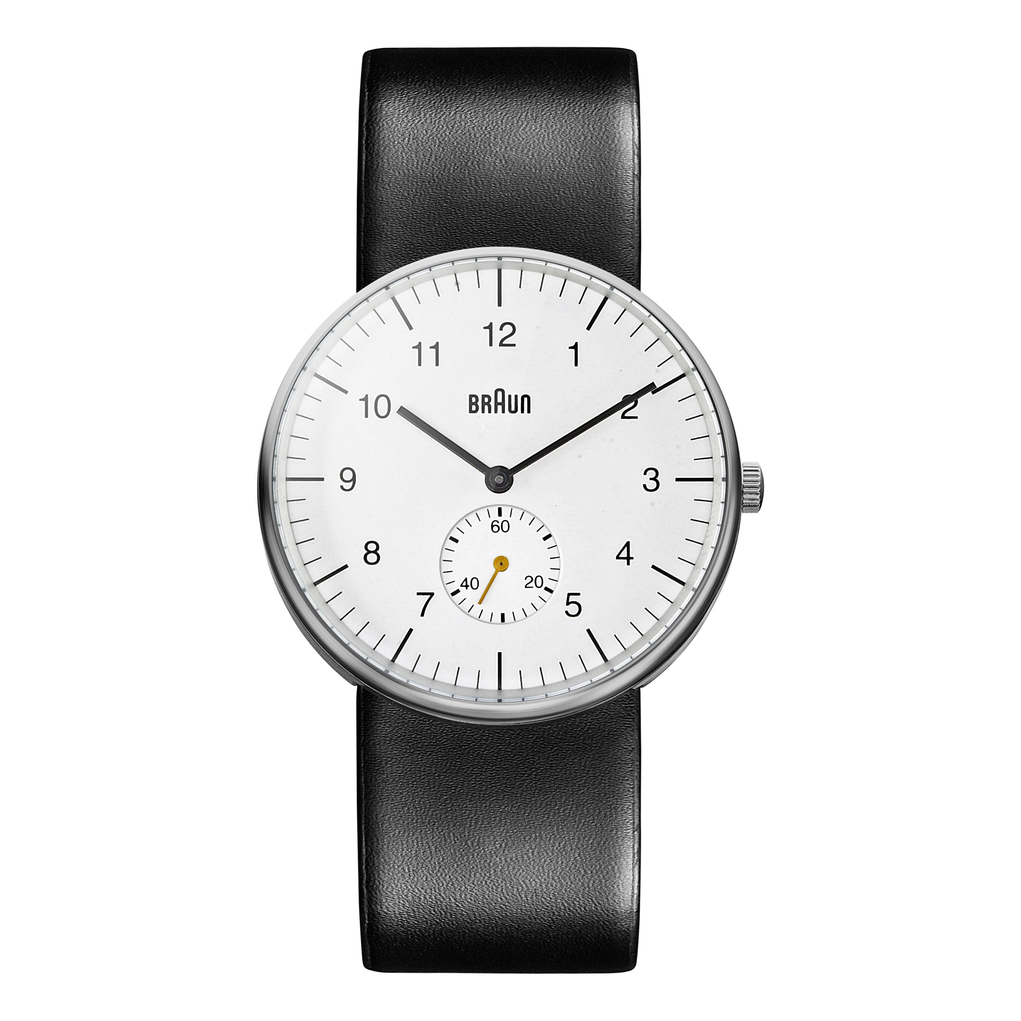 Braun Men's Quartz Watch with White Dial Analogue Display and Silver Stainless Steel Bracelet BN0211SLBTG