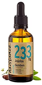 Naissance Golden Jojoba Oil (No. 233) 250ml - Pure Cold Pressed Unrefined - Natural Moisturiser for Skin, Face, Nails, Hair - Aromatherapy, Massage, Vegan, Hexane Free, DYI Beauty