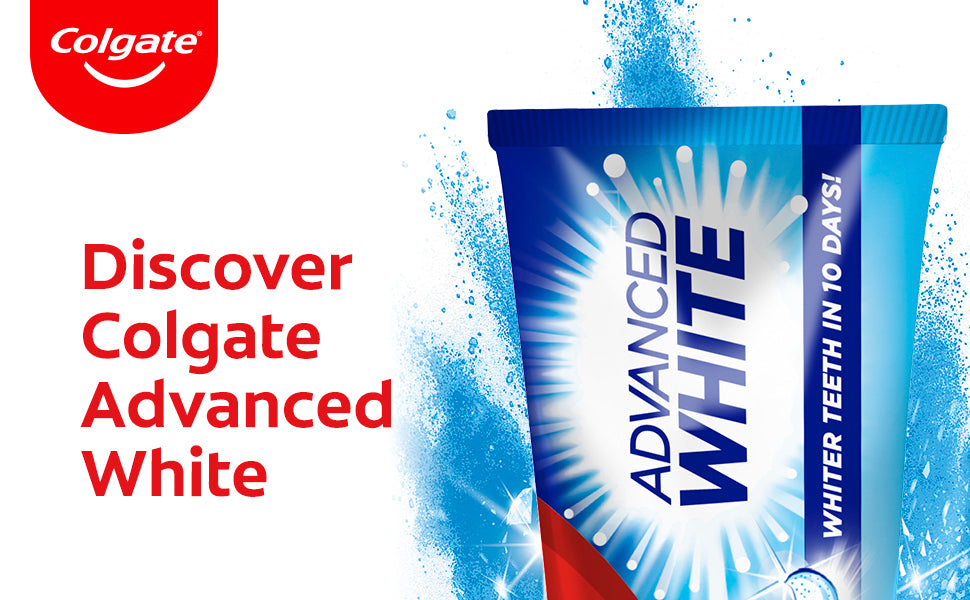 Colgate Advanced White Toothpaste, 5 x Multi Action Whitening Toothpastes with Cavity Protection Fluoride Formula for Whiter Teeth, Bulk/Value Set, 75 ml (Pack of 6)