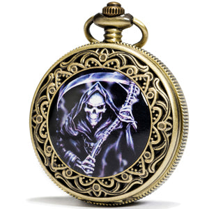 SEWOR Bronze Enamel Craft Pattern Japan Quartz Movement Pocket Watch with Double Chain (Metal & Leather)