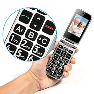 artfone Big Button Mobile Phone for Elderly, Senior Flip Phones Sim Free Unlocked Easy to Use Basic Cell Phones with 2.4" LCD Display | SOS Button | Talking Numbers | FM Radio | Torch |1000mAh Battery