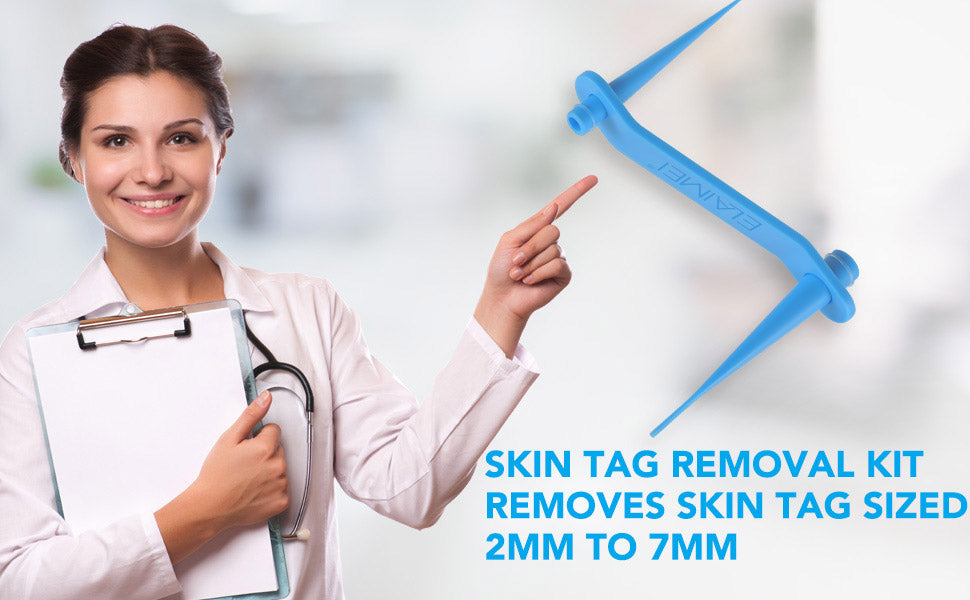 Skin Tag & Mole Remover Kit, Fast And Easy Removal For Size 2mm-8mm, Safe And Painless, Smooth Results in Minutes For Face & Body, With 40 Removal Bands, 10 Cleansing Wipes, 36 Skin Tag Repair Patches