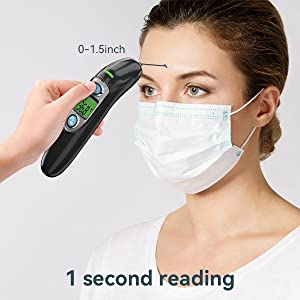 Thermometer for Adults and Baby, No Touch Forehead and Ear Thermometer, Infrared Digital Thermometer with Fever Indicator, Memory Recall, LCD Screen Functions, Instant Accurate Reading and Easy to Use