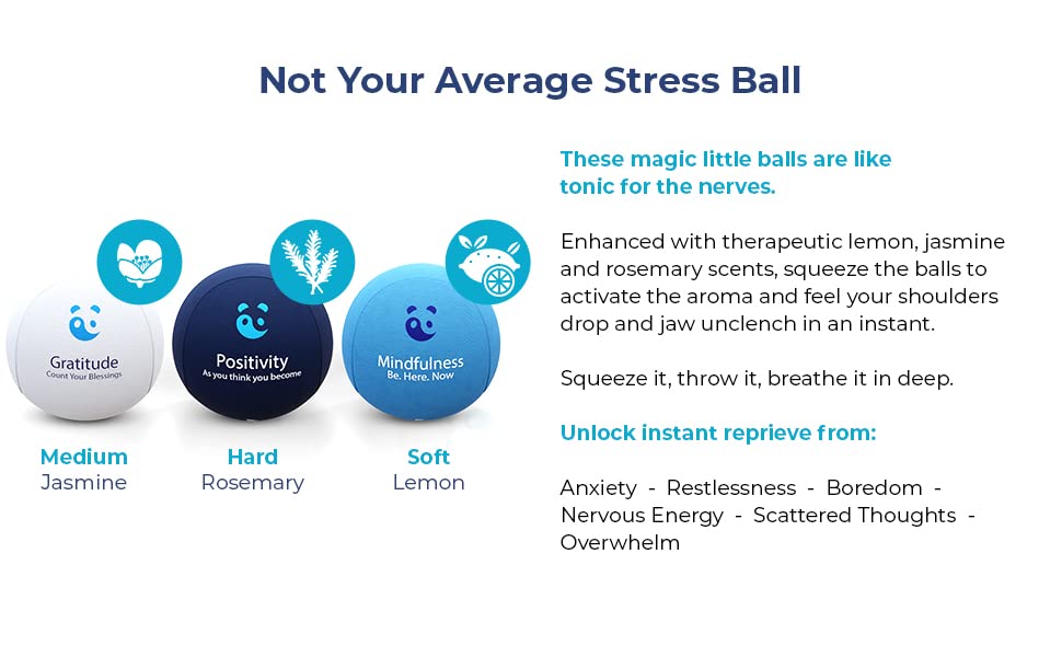 Triple Density Gel Stress Ball By MindPanda I Empowering Stress Balls For Adults Anxiety I Hand Exercise Guide Included I Aromatherapy For Extra Relaxation And Focus | The Perfect Mindfulness Gifts And Stress Relief Gifts For Women.
