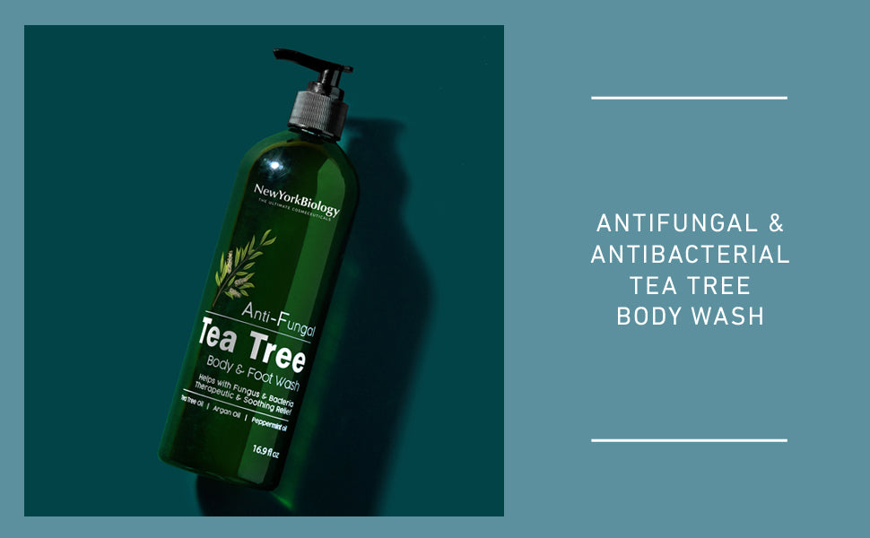 Tea Tree Body Wash - HUGE 16 OZ - Helps Nail Fungus, Athletes Foot, Ringworms, Jock Itch, Acne, Eczema & Body Odor, Soothes Itching & Promotes Healthy Skin and Feet, Packaging May Vary
