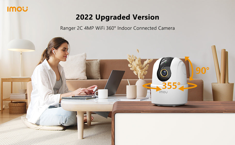 WiFi Camera Indoor 4MP 2.5K Pet Dog Camera, 360°Home Security Wireless Camera Baby Monitor, 10m Smart Night Vision, 2 Way Audio, Sound Motion Detection, Smart Tracking, Privacy Mode, Work with Alexa