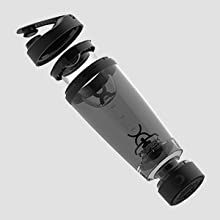 PROMiXX Charge Shaker Bottle | Device-charging Vortex Mixer with Supplement Storage and Easy-to-clean Tritan Cup (600ml | Black)