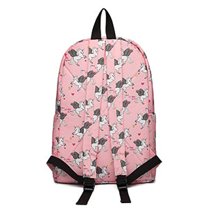 Kono Children's Backpacks Unicorn School Bag Canvas Rucksack for Girls and Boys Fashion Printed Bookbag for Students Teenagers Casual Daypack (Pink)