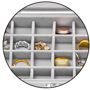 Sasha Morel Multi-Function Slot Velvet Glass Jewellry Box Organizer Case Tray Holder Earrings Storage Box (24 Slot)