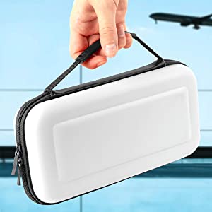 Orzly Carry Case for white Nintendo Switch Oled console with accessories and Games storage compartment - Easy Clean Case Gift Boxed Edition