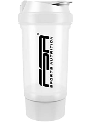 Protein Shaker 500 ml with Storage, Diet Shaker, BPA Free from the German pro sport brand FSA Nutrition® (White)